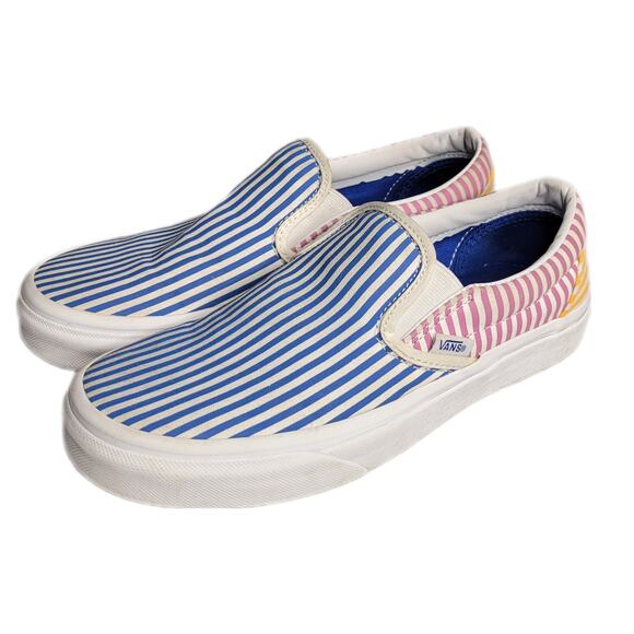 Vans Classic Slip On Deck Club Mixed Stripes Multicolor Sneakers sz 7 (women's) - Picture 3 of 10